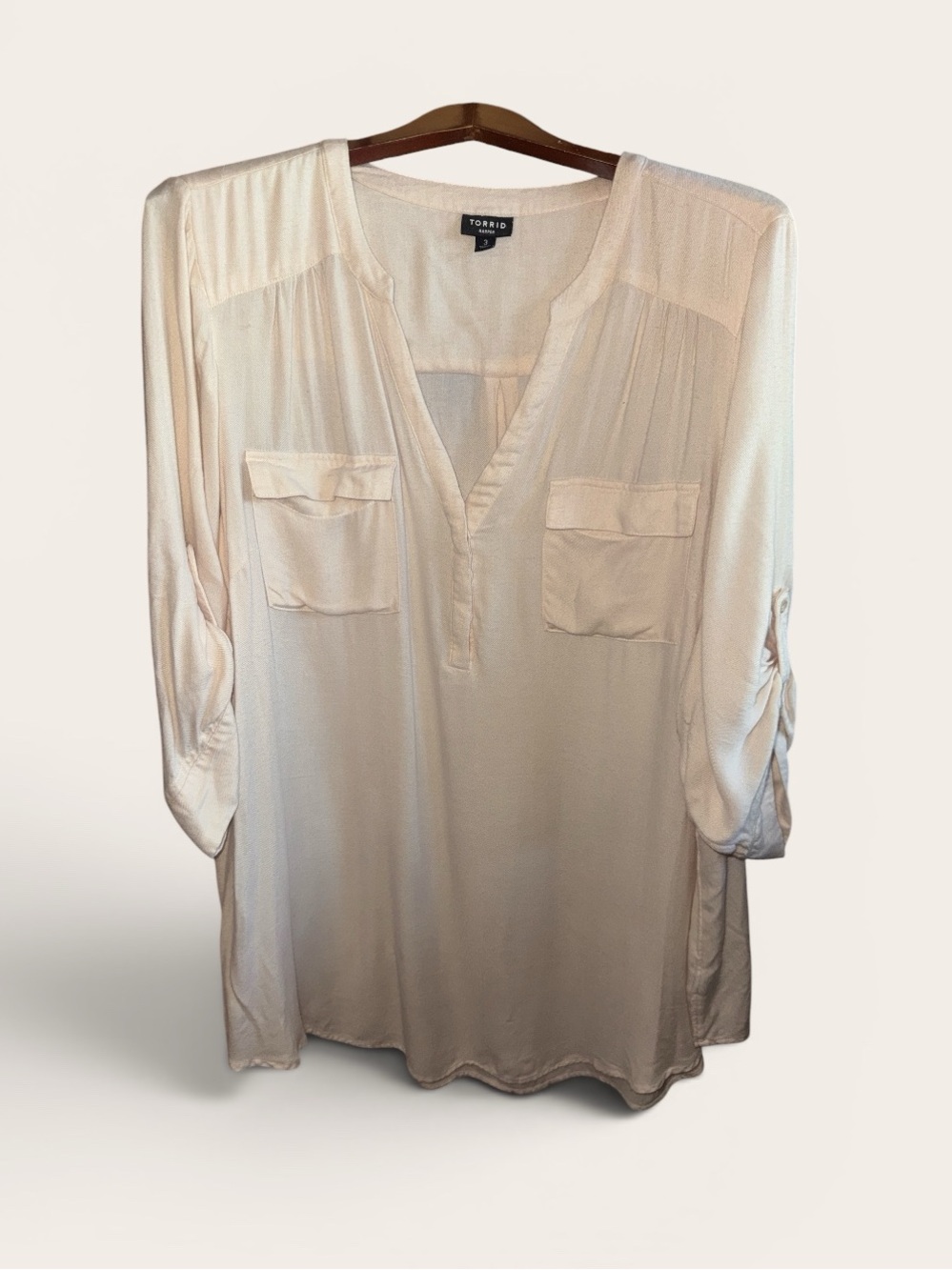 torrid HARPER Cream Split-Neck Utility Tunic with Front Pockets Women’s Size 3XL